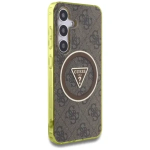 Kup Etui Guess 4G Glitter Triangle Buttons MagSafe do Samsung Galaxy S25 brązowy - GUE4554 - {ean13} - Sklep Home Screen