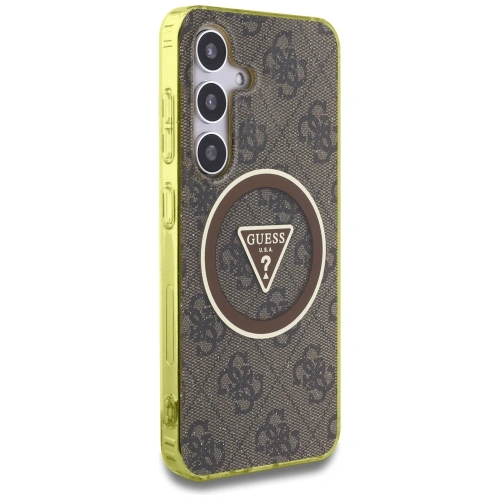 Kup Etui Guess 4G Glitter Triangle Buttons MagSafe do Samsung Galaxy S25 brązowy - GUE4554 - {ean13} - Sklep Home Screen