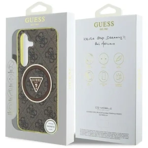 Kup Etui Guess 4G Glitter Triangle Buttons MagSafe do Samsung Galaxy S25 brązowy - GUE4554 - {ean13} - Sklep Home Screen