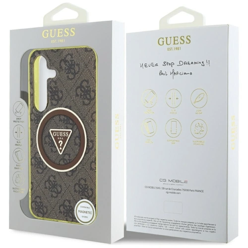 Kup Etui Guess 4G Glitter Triangle Buttons MagSafe do Samsung Galaxy S25 brązowy - GUE4554 - {ean13} - Sklep Home Screen