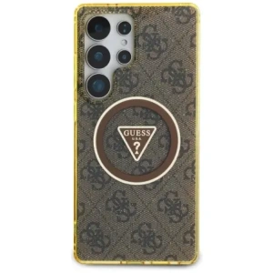Kup Etui Guess 4G Glitter Triangle Buttons MagSafe do Samsung Galaxy S25 Ultra brązowy - GUE4555 - {ean13} - Sklep Home Screen