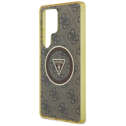 Kup Etui Guess 4G Glitter Triangle Buttons MagSafe do Samsung Galaxy S25 Ultra brązowy - GUE4555 - {ean13} - Sklep Home Screen
