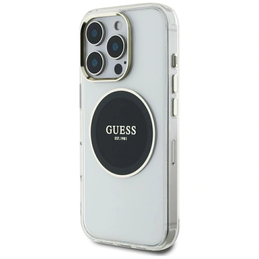 Etui Guess IML Metal Colored Circle Classic Logo MagSafe do Apple iPhone 16 Pro Max czarny