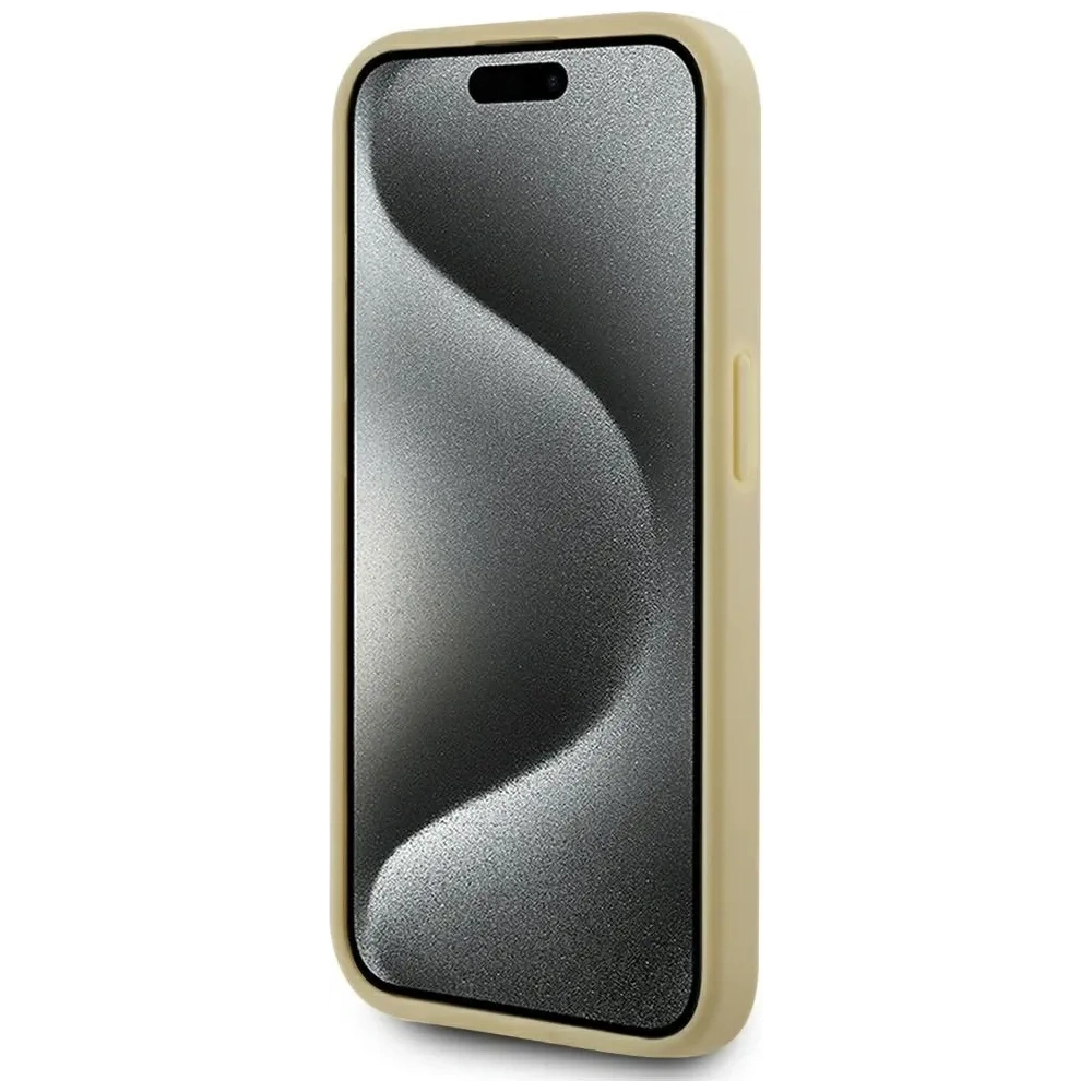 Etui Karl Lagerfeld Wrinkled Metal Signature do Apple iPhone 15 Pro złoty