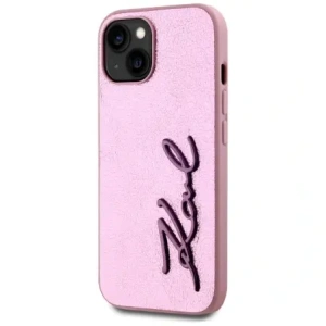 Buy Karl Lagerfeld Wrinkled Metal Signature Apple iPhone 15 pink - KLD22042 - {ean13} - Home Screen Store Europe