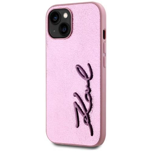 Kup Karl Lagerfeld Zmačkaný kovový podpis Apple iPhone 15 růžový - KLD22042 - {ean13} - Sklep Home Screen