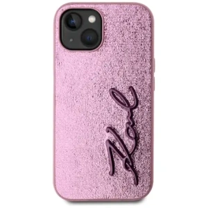 Buy Karl Lagerfeld Wrinkled Metal Signature Apple iPhone 15 pink - KLD22042 - {ean13} - Home Screen Store Europe