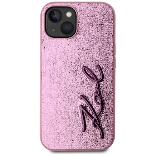 Kup Karl Lagerfeld Zmačkaný kovový podpis Apple iPhone 15 růžový - KLD22042 - {ean13} - Sklep Home Screen
