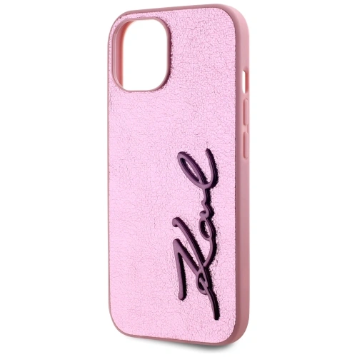 Buy Karl Lagerfeld Wrinkled Metal Signature Apple iPhone 15 pink - KLD22042 - {ean13} - Home Screen Store Europe