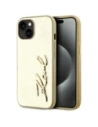 Karl Lagerfeld Zmačkaný kovový podpis Apple iPhone 15 zlatý