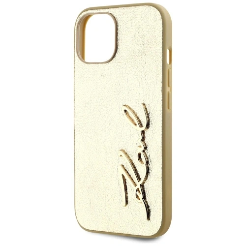 Buy Karl Lagerfeld Wrinkled Metal Signature Apple iPhone 15 gold - KLD22043 - {ean13} - Home Screen Store Europe