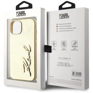 Buy Karl Lagerfeld Wrinkled Metal Signature Apple iPhone 15 gold - KLD22043 - {ean13} - Home Screen Store Europe