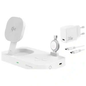 Kup Stație de încărcare 4smarts Qi2 Trident cu încărcător rapid MFI pentru Apple Watch albă - 4SMR84 - {ean13} - Sklep Home Screen