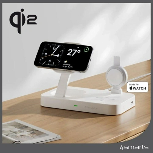 Buy 4smarts Qi2 Trident charging station with MFI fast charger for Apple Watch white - 4SMR84 - {ean13} - Home Screen Store Europe