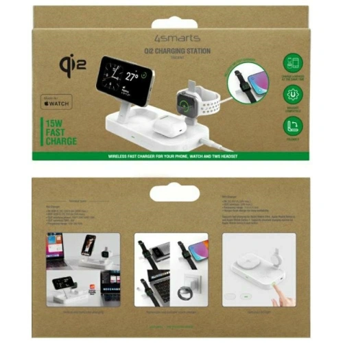 Buy 4smarts Qi2 Trident charging station with MFI fast charger for Apple Watch white - 4SMR84 - {ean13} - Home Screen Store Europe
