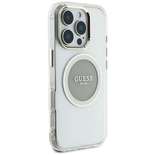 Kup Etui Guess IML Metal Colored Circle Classic Logo MagSafe do Apple iPhone 16 Pro Max szary - GUE4559 - {ean13} - Sklep Home Screen