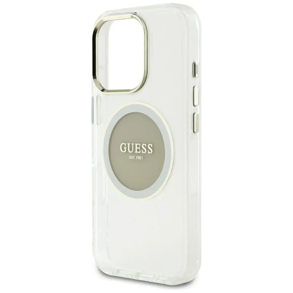 Etui Guess IML Metal Colored Circle Classic Logo MagSafe do Apple iPhone 16 Pro Max szary