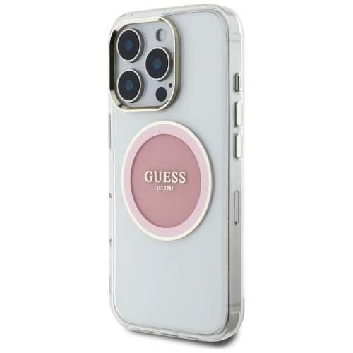 Kup Guess IML Metal Colorat Cerc Logo Clasic MagSafe Apple iPhone 16 Pro roz. - GUE4560 - {ean13} - Sklep Home Screen