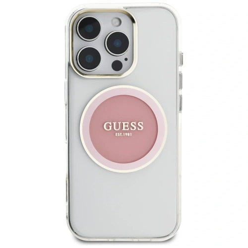 Kup Guess IML Metal Colorat Cerc Logo Clasic MagSafe Apple iPhone 16 Pro roz. - GUE4560 - {ean13} - Sklep Home Screen