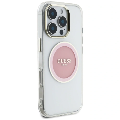 Kup Guess IML Metal Colorat Cerc Logo Clasic MagSafe Apple iPhone 16 Pro roz. - GUE4560 - {ean13} - Sklep Home Screen
