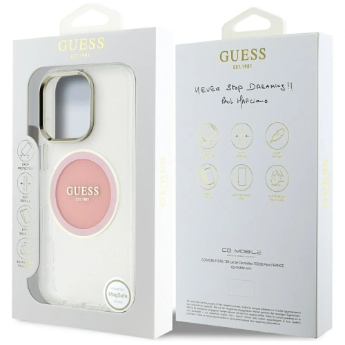 Kup Guess IML Metal Colorat Cerc Logo Clasic MagSafe Apple iPhone 16 Pro roz. - GUE4560 - {ean13} - Sklep Home Screen