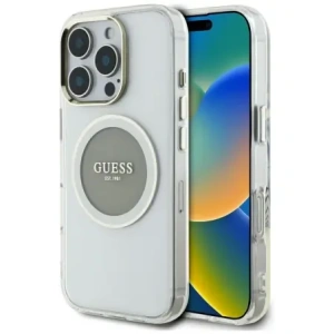 Buy Guess IML Metal Colored Circle Classic Logo MagSafe Apple iPhone 16 Pro grey - GUE4561 - {ean13} - Home Screen Store Europe