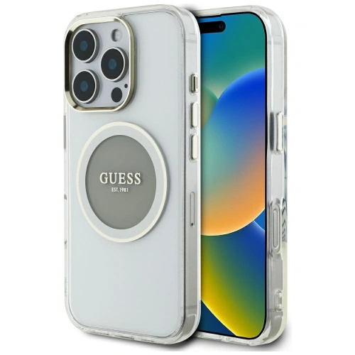 Kup Guess IML Metal Colorat Cerc Logo Clasic MagSafe Apple iPhone 16 Pro gri - GUE4561 - {ean13} - Sklep Home Screen