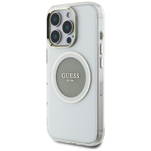 Kup Guess IML Metal Colorat Cerc Logo Clasic MagSafe Apple iPhone 16 Pro gri - GUE4561 - {ean13} - Sklep Home Screen
