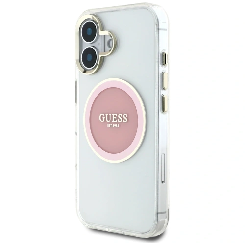 Kup Guess IML Metal Colorat Cerc Logo Clasic MagSafe Apple iPhone 16 roz - GUE4562 - {ean13} - Sklep Home Screen