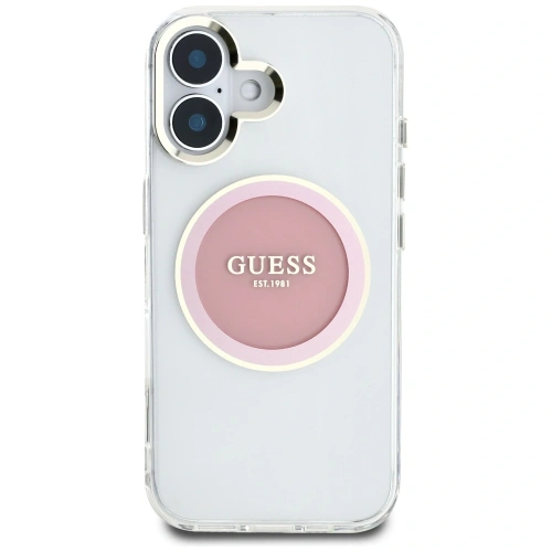 Kup Guess IML Metal Colorat Cerc Logo Clasic MagSafe Apple iPhone 16 roz - GUE4562 - {ean13} - Sklep Home Screen