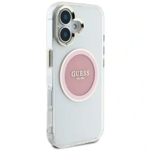 Buy Guess IML Metal Colored Circle Classic Logo MagSafe Apple iPhone 16 pink - GUE4562 - {ean13} - Home Screen Store Europe