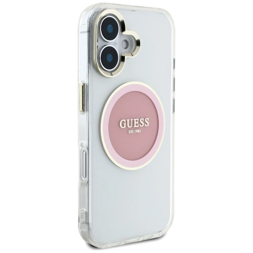 Buy Guess IML Metal Colored Circle Classic Logo MagSafe Apple iPhone 16 pink - GUE4562 - {ean13} - Home Screen Store Europe