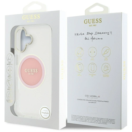 Kup Guess IML Metal Colorat Cerc Logo Clasic MagSafe Apple iPhone 16 roz - GUE4562 - {ean13} - Sklep Home Screen