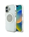 Guess IML Metal Colorat Cerc Logo Clasic MagSafe Apple iPhone 16 gri