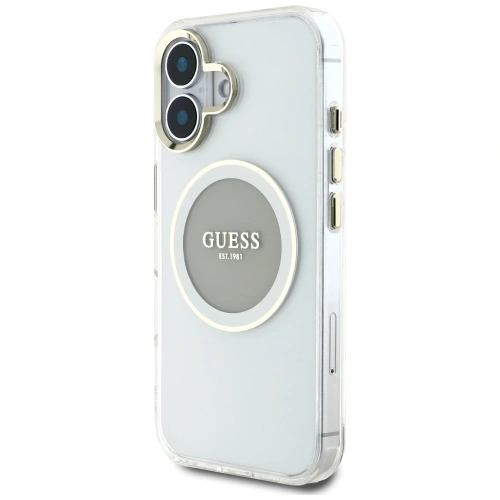 Kup Guess IML Metal Colorat Cerc Logo Clasic MagSafe Apple iPhone 16 gri - GUE4563 - {ean13} - Sklep Home Screen