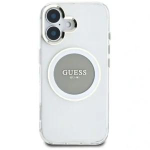 Kup Guess IML Metal Colorat Cerc Logo Clasic MagSafe Apple iPhone 16 gri - GUE4563 - {ean13} - Sklep Home Screen