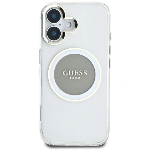 Kup Guess IML Metal Colorat Cerc Logo Clasic MagSafe Apple iPhone 16 gri - GUE4563 - {ean13} - Sklep Home Screen
