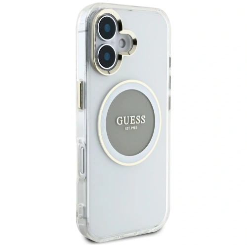 Kup Guess IML Metal Colorat Cerc Logo Clasic MagSafe Apple iPhone 16 gri - GUE4563 - {ean13} - Sklep Home Screen