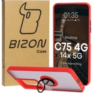 Kup Etui z uchwytem na palec Bizon Case Hybrid Ring do Realme C75 4G / 14x 5G, przydymione z czerwoną ramką - BIZ9081 - {ean13} - Sklep Home Screen