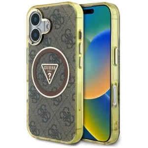 Buy Guess IML Metal Glitter 4G Circle Triangle MagSafe Apple iPhone 16 brown - GUE4564 - {ean13} - Home Screen Store Europe