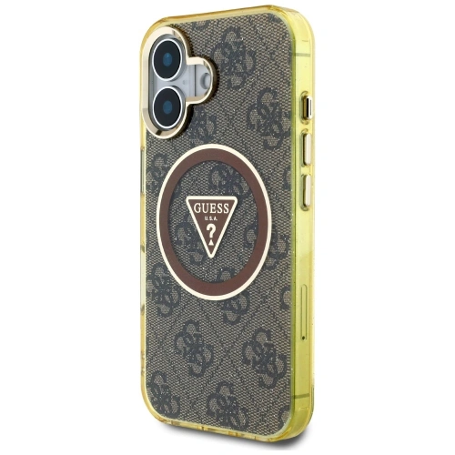 Kup Etui Guess IML Metal Glitter 4G Circle Triangle MagSafe do Apple iPhone 16 brązowy - GUE4564 - {ean13} - Sklep Home Screen