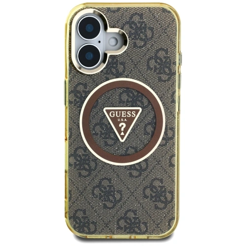 Kup Etui Guess IML Metal Glitter 4G Circle Triangle MagSafe do Apple iPhone 16 brązowy - GUE4564 - {ean13} - Sklep Home Screen