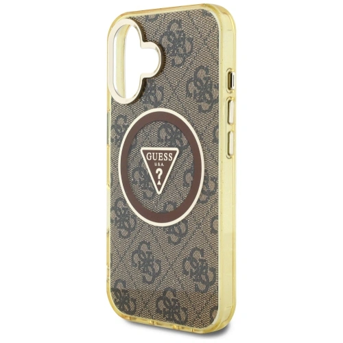 Kup Etui Guess IML Metal Glitter 4G Circle Triangle MagSafe do Apple iPhone 16 brązowy - GUE4564 - {ean13} - Sklep Home Screen