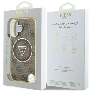 Kup Etui Guess IML Metal Glitter 4G Circle Triangle MagSafe do Apple iPhone 16 brązowy - GUE4564 - {ean13} - Sklep Home Screen