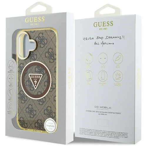Kup Etui Guess IML Metal Glitter 4G Circle Triangle MagSafe do Apple iPhone 16 brązowy - GUE4564 - {ean13} - Sklep Home Screen