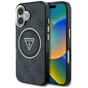 Buy Guess IML Metal Glitter 4G Circle Triangle MagSafe Apple iPhone 16 black - GUE4565 - {ean13} - Home Screen Store Europe