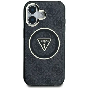 Kup Etui Guess IML Metal Glitter 4G Circle Triangle MagSafe do Apple iPhone 16 czarny - GUE4565 - {ean13} - Sklep Home Screen