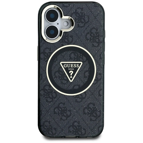 Kup Etui Guess IML Metal Glitter 4G Circle Triangle MagSafe do Apple iPhone 16 czarny - GUE4565 - {ean13} - Sklep Home Screen