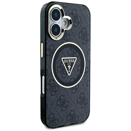 Kup Guess IML Fém Csillám 4G Kör Háromszög MagSafe Apple iPhone 16 fekete - GUE4565 - {ean13} - Sklep Home Screen
