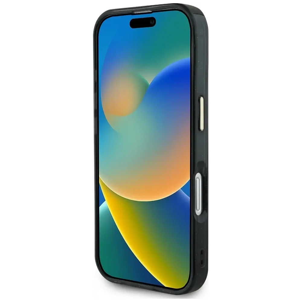 Etui Guess IML Metal Glitter 4G Circle Triangle MagSafe do Apple iPhone 16 czarny